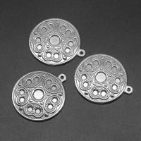 Stainless Steel Pendant Setting, Round, die-casting, DIY, silver color, 44*38*4mm Approx 1mm 