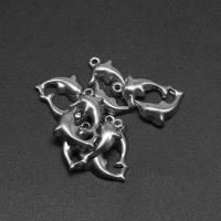 Stainless Steel Animal Pendants, Dolphin, die-casting, DIY, silver color, 19*12*3mm Approx 1mm 