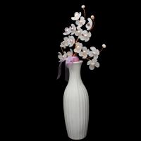 Artificial Flower Home Decoration, Porcelain, with pearl & Plastic & Brass, Vase, for home and office, white, 33*17*7*200*70mm   120*120*200mm 