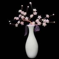 Artificial Flower Home Decoration, Porcelain, with pearl & Quartz & Brass, Vase, for home and office, pink, 36*29*9*200*90mm   120*120*200mm 