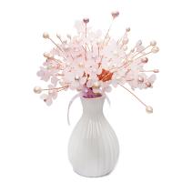 décoration de maison de fleur artificielle, porcelaine, avec perle & laiton & Acrylique, vase, pour la maison et le bureau, rose, 285*220*220*50*110mm   120*120*200mm, Vendu par PC