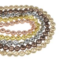 Multicolor Lava Perlen, flache Runde, plattiert, DIY & verschiedene Stile für Wahl, keine, 14*6mm, verkauft von Strang