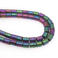 Multicolor Lava Perlen, Zylinder, plattiert, DIY, farbenfroh, 10*12mm, verkauft von Strang