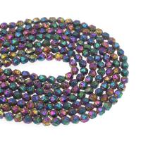 Multicolor Lava Perlen, rund, plattiert, DIY & facettierte, farbenfroh, 8mm, verkauft von Strang