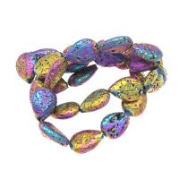 Multicolor Lava Perlen, Tropfen, plattiert, DIY, farbenfroh, 10*14mm, verkauft von Strang