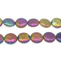 Multicolor Lava Perlen, flache Runde, plattiert, DIY, farbenfroh, 18*6mm, verkauft von Strang