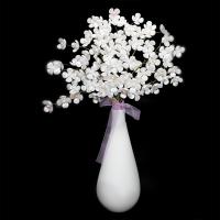 Artificial Flower Home Decoration, Porcelain, with pearl & Plastic & Brass, Vase, for home and office, white, 400*280*100*220*100mm   120*120*200mm 