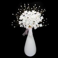 décoration de maison de fleur artificielle, porcelaine, avec perle & plastique & laiton, vase, pour la maison et le bureau, blanc, 400*280*100*220*100mm 120*120*200mm, Vendu par PC