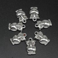 Stainless Steel Animal Pendants, Owl, die-casting, DIY, silver color, 16*10*4mm 