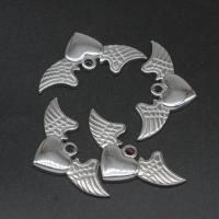 Stainless Steel Heart Pendants, die-casting, DIY, silver color, 20*40*2mm 