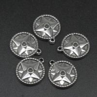 Stainless Steel Pendants, Round, die-casting, DIY, silver color, 17*14*3mm 