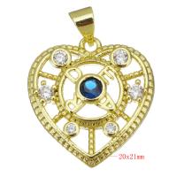 Cubic Zirconia Micro Pave Brass Pendant, Heart, plated, fashion jewelry & DIY & for woman & with cubic zirconia Approx 3.5mm 