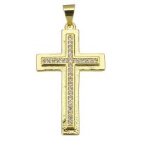 Cubic Zirconia Micro Pave Brass Pendant, Cross, plated, fashion jewelry & DIY & for woman & with cubic zirconia, golden Approx 3.5mm 