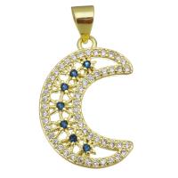 Cubic Zirconia Micro Pave Brass Pendant, Moon, plated, fashion jewelry & DIY & for woman & with cubic zirconia Approx 3.5mm 