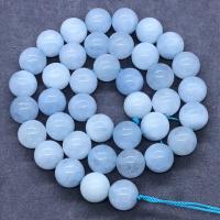 Aquamarine Beads, Round, polished skyblue, Grade AAA Approx 15 Inch 