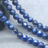Natürliche Kyanit Perlen, Cyanit, rund, poliert, verschiedene Größen vorhanden, blau, Länge:ca. 15 ZollInch, verkauft von Strang