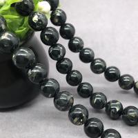 Goldader Türkis Perlen, Goldvenen Tükis, rund, poliert, verschiedene Größen vorhanden, schwarz, Länge:ca. 15 ZollInch, verkauft von Strang