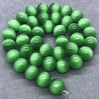 Katzenauge Perlen, rund, poliert, verschiedene Größen vorhanden, grün, Länge:ca. 15 ZollInch, verkauft von Strang