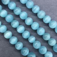Katzenauge Perlen, rund, poliert, verschiedene Größen vorhanden, blau, Länge:ca. 15 ZollInch, verkauft von Strang