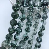 Phantom Quarz Perlen, Grüner Phantomquarz, rund, poliert, verschiedene Größen vorhanden, dunkelrote Koralle, Länge:ca. 15 ZollInch, verkauft von Strang