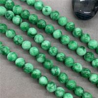 Kosmochlor+Jade Perle, rund, poliert, verschiedene Größen vorhanden, grün, Länge:ca. 15 ZollInch, verkauft von Strang