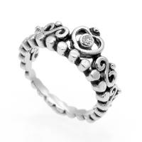 Нержавеющая сталь Rhinestone палец кольцо, нержавеющая сталь, Корона, разный размер для выбора & Женский & со стразами, размер:6-9, продается PC