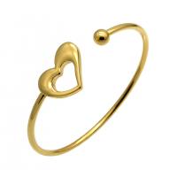Stainless Steel Cuff Bangle, Heart, plated, for woman & hollow 17mm, Inner Approx 57mm 
