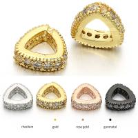 Brass Spacer Beads, Triangle, plated, micro pave cubic zirconia Approx 4.5mm 