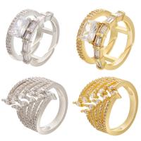 Cubic Zirconia Micro Pave Brass Finger Ring, plated, Adjustable & micro pave cubic zirconia 