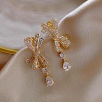 Zinc Alloy Rhinestone Drop Earring, with Rhinestone, fashion jewelry, golden 