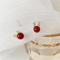 Zinc Alloy Stud Earring, fashion jewelry, red 