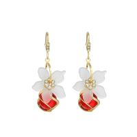 Zinc Alloy Rhinestone Drop Earring, with Rhinestone & Plastic Pearl, fashion jewelry, red 