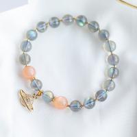 Moonstone Bracelet, Brass, with Moonstone & Orange Moonstone, fashion jewelry 