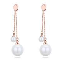 Messing Tropfen Ohrring, mit Kunststoff Perlen, Modeschmuck, keine, 52x12mm, verkauft von Paar