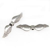 Stainless Steel Beads, Wing Shape, plated & DIY, metallic color plated, 35*8*5mm 