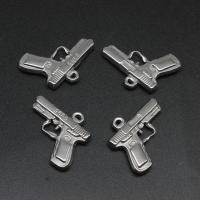 Stainless Steel Pendants, Gun, die-casting, DIY, silver color, 21*24*3mm 
