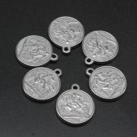 Stainless Steel Pendants, Round, die-casting, DIY, silver color, 21*18*3mm 
