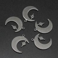 Stainless Steel Pendants, Moon, die-casting, DIY, silver color, 18*14*1mm 