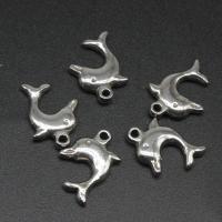 Stainless Steel Pendants, Dolphin, die-casting, DIY, silver color, 17*13*3mm 