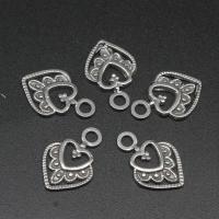 Stainless Steel Heart Pendants, die-casting, DIY, silver color, 19*12*1mm 