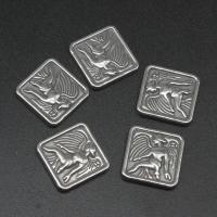 Stainless Steel Jewelry Cabochon, Square, die-casting, DIY, silver color, 15*15*1mm 