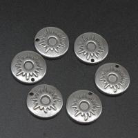 Stainless Steel Pendant Setting, Round, die-casting, DIY, silver color, 15*15*3mm 