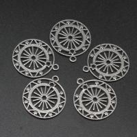 Stainless Steel Pendants, Round, die-casting, DIY, silver color, 23*20*1mm 