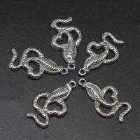 Stainless Steel Pendants, Snake, die-casting, DIY, silver color, 26*14*2mm 
