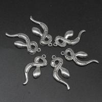Stainless Steel Pendants, Snake, die-casting, DIY, silver color, 31*13*2mm 