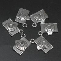 Stainless Steel Pendant Setting, Rectangle, die-casting, DIY, silver color, 25*16*3mm 