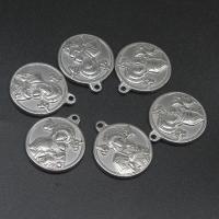 Stainless Steel Pendants, Round, die-casting, DIY, silver color, 23*20*3mm 