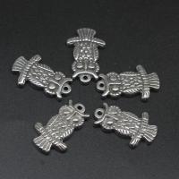 Stainless Steel Pendants, Owl, die-casting, DIY, silver color, 26*16*3mm 