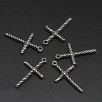 Stainless Steel Cross Pendants, die-casting, DIY, silver color, 26*15*3mm 