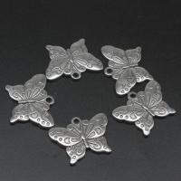 Stainless Steel Pendants, Butterfly, die-casting, DIY, silver color, 23*30*3mm 